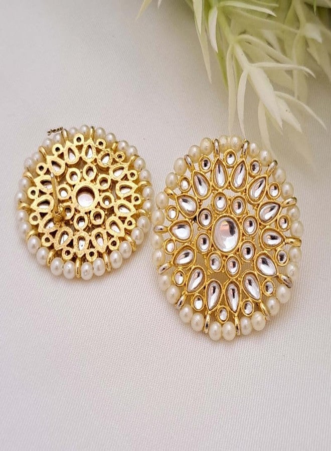 meryCraft Kundan Stone Components,Connector, Charms for Jewellery, Bracelet and Rakhi Making, Embroidery and DIY, Craft Work-(Size : 35MM, Pack of 2 Pieces) - Image 2